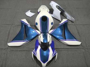 Meilleurs Carénages Moto Honda CBR1000RR 2008-2011 - Blanc Glossy Bleu Perle