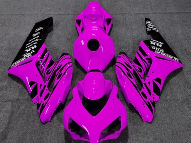 Meilleurs Carénages Moto Honda CBR1000RR 2004-2005 - Rose Noir Brillant Flamme