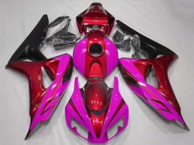 Meilleurs Carénages Moto Honda CBR1000RR 2006-2007 - Rouge Rose Noir Mat