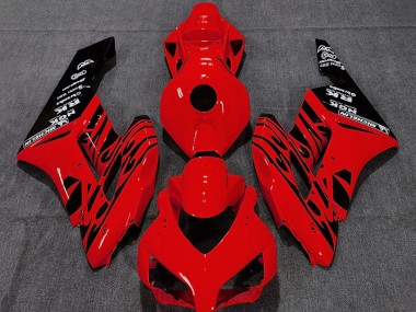 Meilleurs Carénages Moto Honda CBR1000RR 2004-2005 - Rouge Noir Brillant Flamme