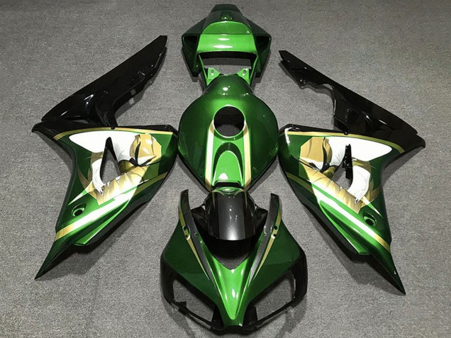 Carénages Moto Honda CBR1000RR 2006-2007 - Vert Blanc Or Noir Brillant