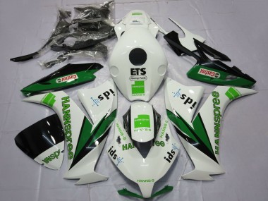 Meilleurs Carénages Moto Honda CBR1000RR 2012-2016 - Blanc Vert Noir Brillant Hannspree Castrol