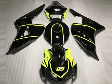 Meilleurs Carénages Moto Honda CBR1000RR 2006-2007 - Noir Brillant Haute Visibilité Jaune 99