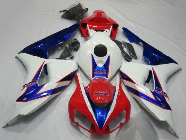 Meilleurs Carénages Moto Honda CBR1000RR 2006-2007 - Blanc Rouge Bleu HRC OEM Style