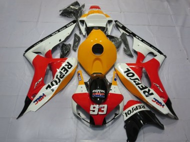 Meilleurs Carénages Moto Honda CBR1000RR 2006-2007 - Orange Blanc Rouge Noir Brillant Repsol HRC 93