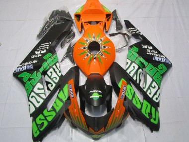Meilleurs Carénages Moto Honda CBR1000RR 2004-2005 - Orange Vert Noir Mat Rossi