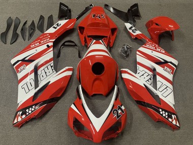 Meilleurs Carénages Moto Honda CBR1000RR 2004-2005 - Blanc Rouge Liverpool 21
