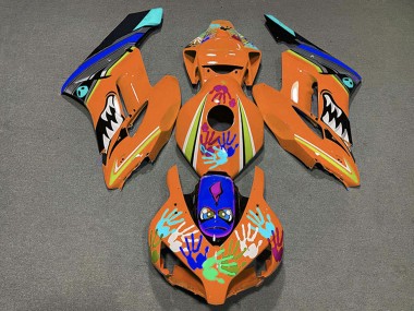 Meilleurs Carénages Moto Honda CBR1000RR 2004-2005 - Orange Bleu Noir Requin