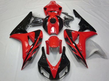 Meilleurs Carénages Moto Honda CBR1000RR 2006-2007 - Rouge Noir Brillant OEM Style No Décalque