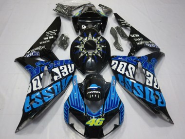 Meilleurs Carénages Moto Honda CBR1000RR 2006-2007 - Noir Brillant Bleu Rossi 46