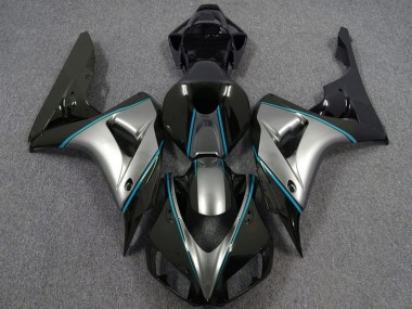 Meilleurs Carénages Moto Honda CBR1000RR 2006-2007 - Argent Bleu Noir Brillant Rayures