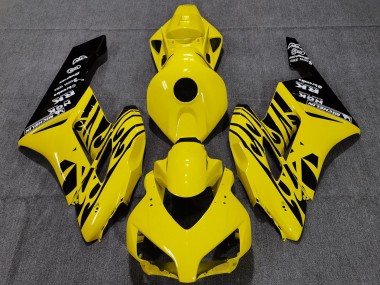 Meilleurs Carénages Moto Honda CBR1000RR 2004-2005 - Jaune Noir Brillant Flamme