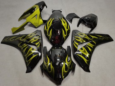 Meilleurs Carénages Moto Honda CBR1000RR 2008-2011 - Noir Brillant Or Flamme
