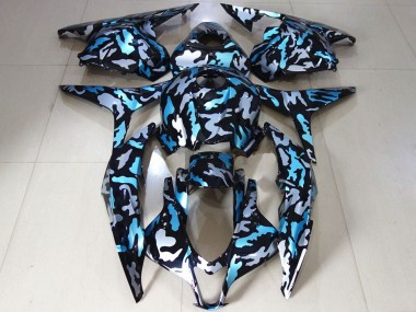 Meilleurs Carénages Moto Honda CBR600RR 2009-2012 - Blanc Bleu Camouflage