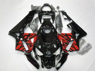 Meilleurs Carénages Moto Honda CBR600RR 2005-2006 - Noir Brillant Tribal Rouge
