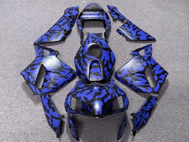 Meilleurs Carénages Moto Honda CBR600RR 2003-2004 - Bleu Noir Camouflage