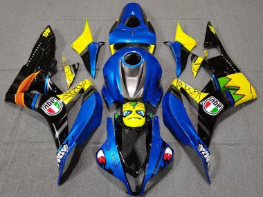 Meilleurs Carénages Moto Honda CBR600RR 2007-2008 - Bleu Jaune Noir Brillant Requin