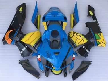 Meilleurs Carénages Moto Honda CBR600RR 2005-2006 - Bleu Jaune Noir Requin