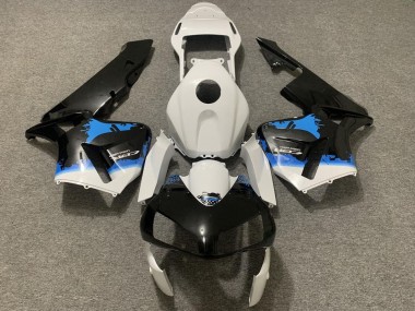 Meilleurs Carénage Moto Honda CBR600RR 2003-2004 - Blanc Bleu Noir Brillant Splatter