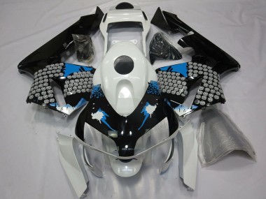 Meilleurs Carénages Moto Honda CBR600RR 2003-2004 - Blanc Bleu Noir Brillant Splatter