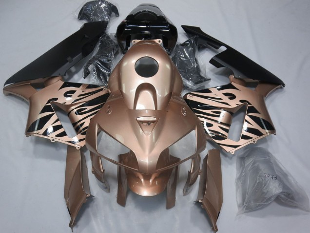 Carénages Moto Honda CBR600RR 2005-2006 - Noir Brillant Bronze Flamme