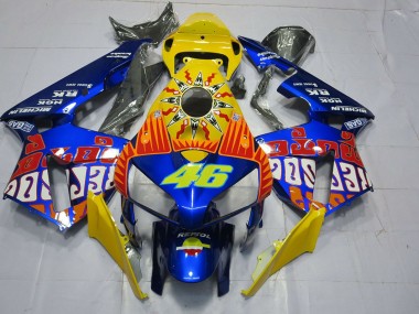 Meilleurs Carénages Moto Honda CBR600RR 2005-2006 - Jaune Bleu Rossi 46