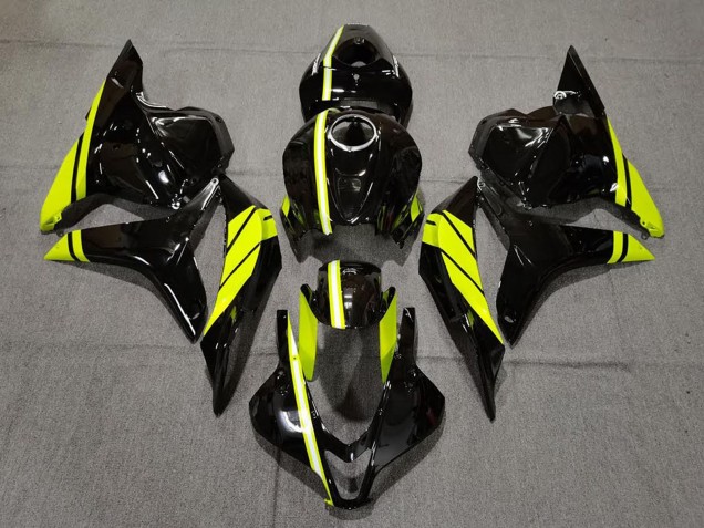 Carénages Moto Honda CBR600RR 2009-2012 - Noir Brillant Haute Visibilité Jaune Bande