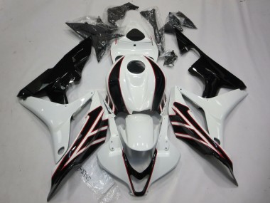 Meilleurs Carénages Moto Honda CBR600RR 2007-2008 - Blanc Noir Brillant OEM Style