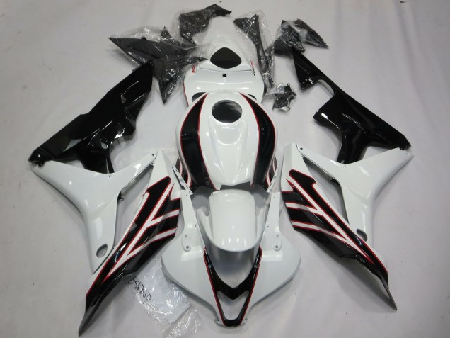 Carénages Moto Honda CBR600RR 2007-2008 - Blanc Noir Brillant OEM Style
