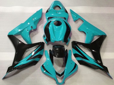 Meilleurs Carénages Moto Honda CBR600RR 2007-2008 - Cyan Bleu Noir Brillant OEM Style