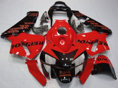 Meilleurs Carénages Moto Honda CBR600RR 2003-2004 - Rouge Noir Brillant Repsol