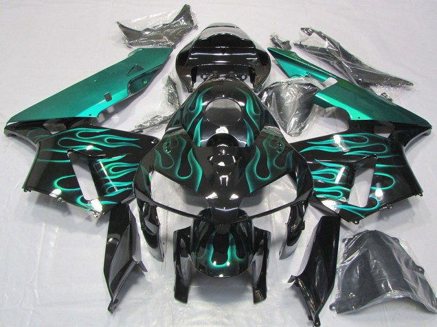 Carénages Moto Honda CBR600RR 2005-2006 - Noir Brillant Teal Flamme