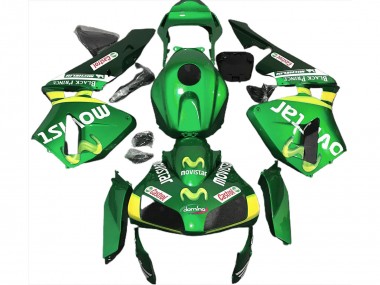 Meilleurs Carénages Moto Honda CBR600RR 2003-2004 - Vert Jaune MoviStar