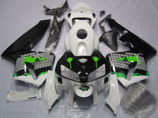 Carénages Moto Honda CBR600RR 2005-2006 - Blanc Vert Noir Splatter