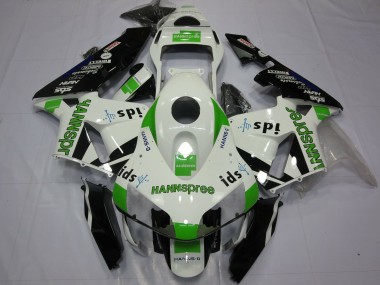 Meilleurs Carénages Moto Honda CBR600RR 2003-2004 - Blanc Vert Noir Brillant Hannspree