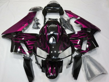 Meilleurs Carénage Moto Honda CBR600RR 2003-2004 - Noir Brillant Violet Flamme