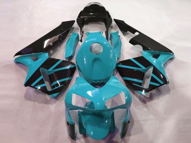Meilleurs Carénages Moto Honda CBR600RR 2003-2004 - Bleu Clair Noir Brillant OEM Style