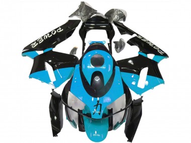 Meilleurs Carénages Moto Honda CBR600RR 2003-2004 - Bleu Clair Noir Brillant Power
