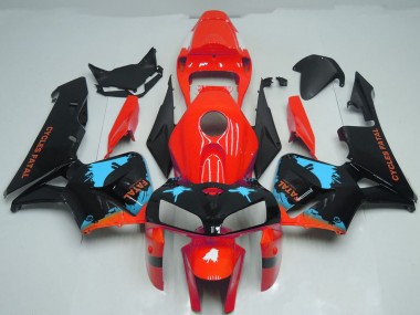 Meilleurs Carénages Moto Honda CBR600RR 2005-2006 - Rouge Bleu Clair Noir Splatter