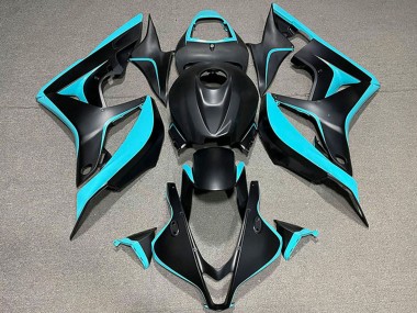 Meilleurs Carénage Moto Honda CBR600RR 2007-2008 - Cyan Bleu Noir Mat