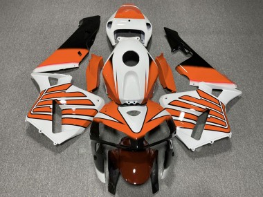 Meilleurs Carénages Moto Honda CBR600RR 2005-2006 - Blanc Orange Ailes