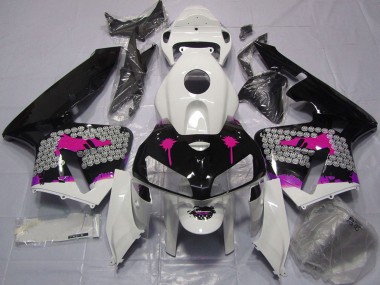 Meilleurs Carénages Moto Honda CBR600RR 2005-2006 - Rose Splatter on Noir Brillant