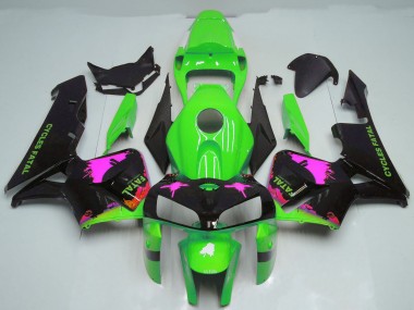 Meilleurs Carénages Moto Honda CBR600RR 2005-2006 - Rose Splatter on Vert