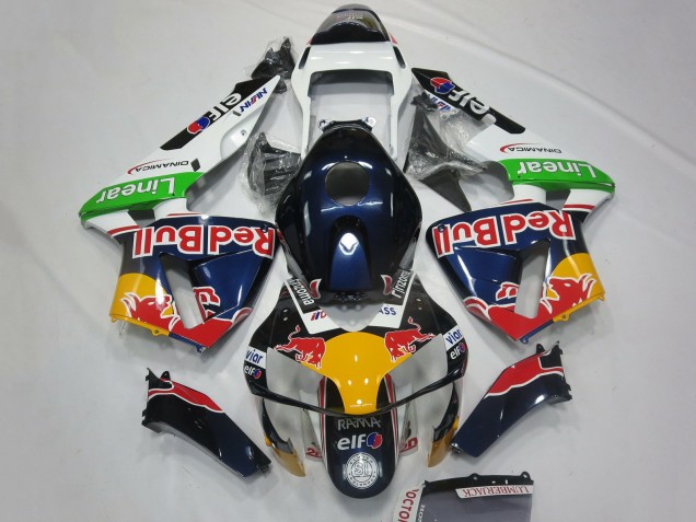 Carénages Moto Honda CBR600RR 2003-2004 - Blanc Bleu Jaune Vert Red Bull Design