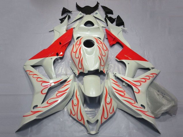 Carénages Moto Honda CBR600RR 2007-2008 - Blanc Rouge Flamme