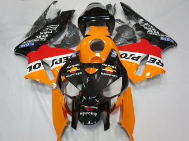 Meilleurs Carénages Moto Honda CBR600RR 2005-2006 - Orange Blanc Rouge Noir Brillant Repsol Man Power