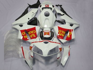 Meilleurs Carénages Moto Honda CBR600RR 2005-2006 - Blanc Rouge Jaune San Carlo 58