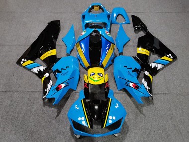 Meilleurs Carénages Moto Honda CBR600RR 2013-2023 - Bleu Jaune Noir Brillant Requin