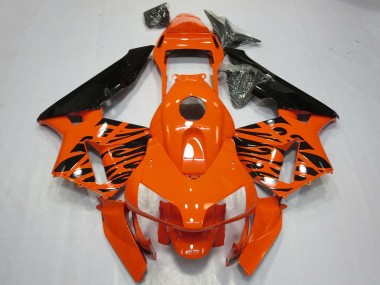 Meilleurs Carénages Moto Honda CBR600RR 2003-2004 - Orange Noir Brillant Tribal