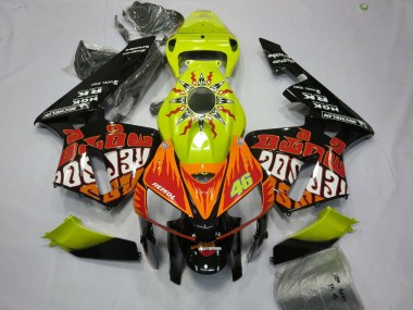 Meilleurs Carénages Moto Honda CBR600RR 2005-2006 - Jaune Vibrant Noir Rossi